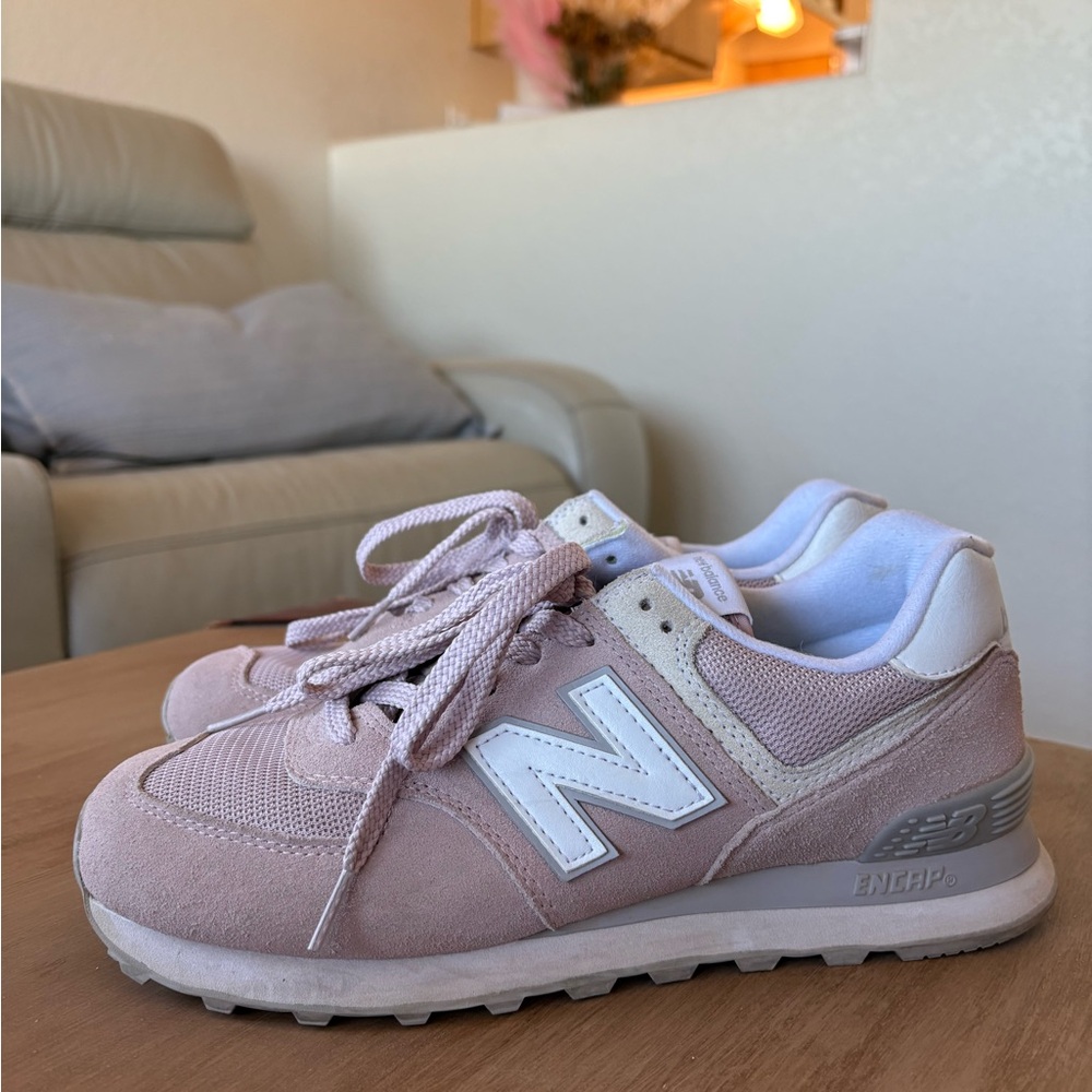 New Balance Soft Pink and White Sneakers